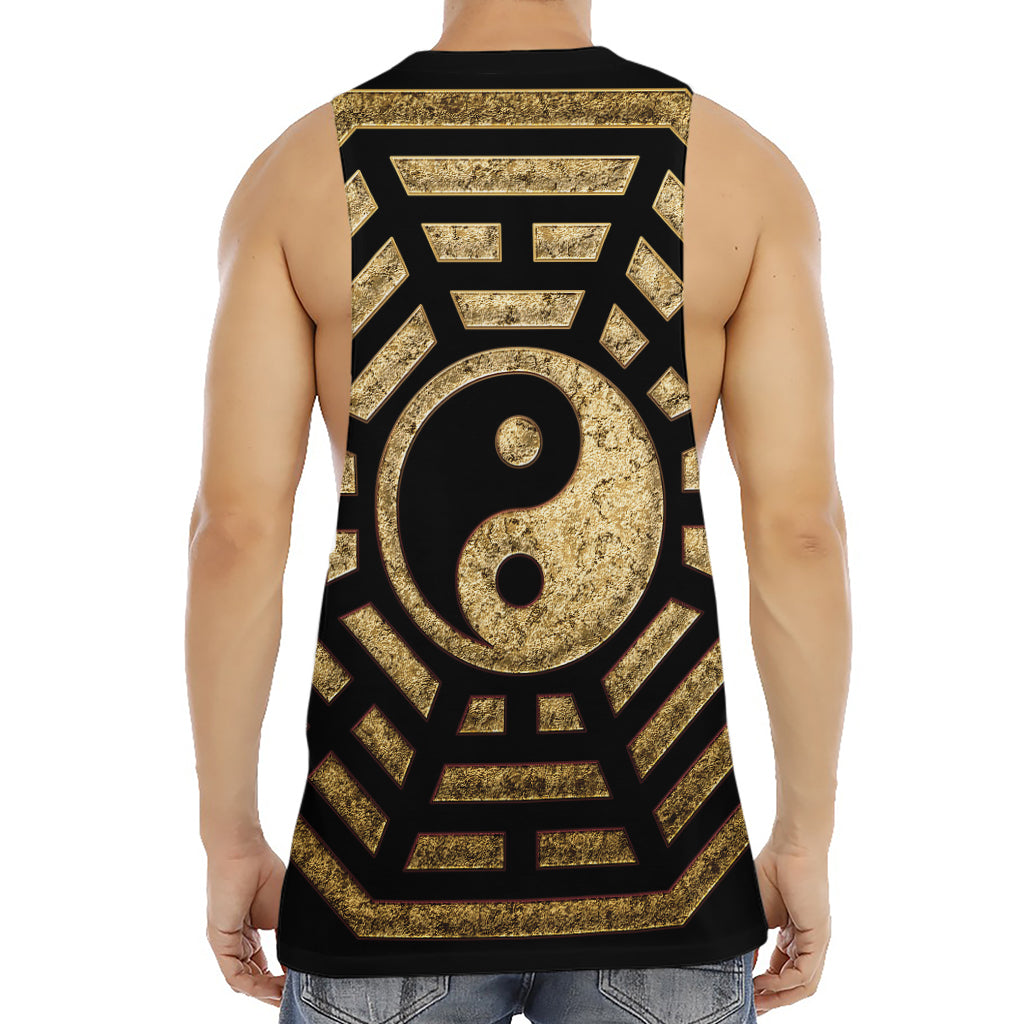 Gold Bagua Yin Yang Print Men's Muscle Tank Top