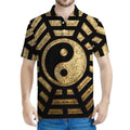 Gold Bagua Yin Yang Print Men's Polo Shirt