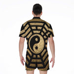 Gold Bagua Yin Yang Print Men's Rompers