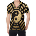 Gold Bagua Yin Yang Print Men's Shirt