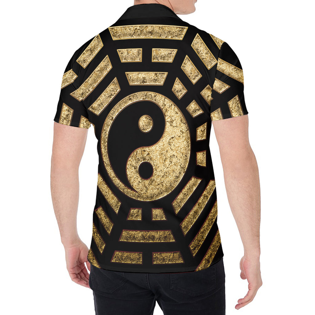 Gold Bagua Yin Yang Print Men's Shirt