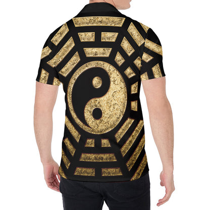 Gold Bagua Yin Yang Print Men's Shirt
