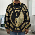 Gold Bagua Yin Yang Print Men's Shirt Jacket