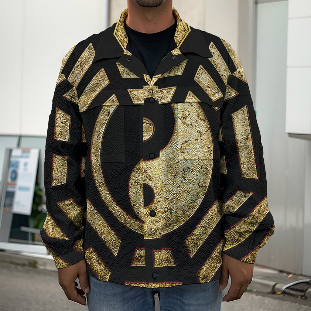 Gold Bagua Yin Yang Print Men's Shirt Jacket