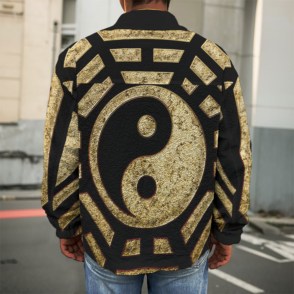 Gold Bagua Yin Yang Print Men's Shirt Jacket