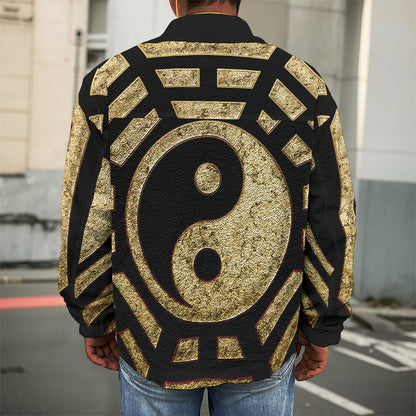 Gold Bagua Yin Yang Print Men's Shirt Jacket