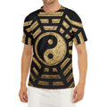 Gold Bagua Yin Yang Print Men's Short Sleeve Rash Guard