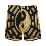 Gold Bagua Yin Yang Print Men's Sports Shorts