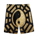 Gold Bagua Yin Yang Print Men's Sports Shorts