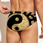 Gold Bagua Yin Yang Print Men's Swim Briefs