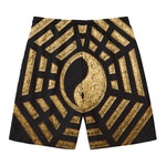 Gold Bagua Yin Yang Print Men's Swim Trunks
