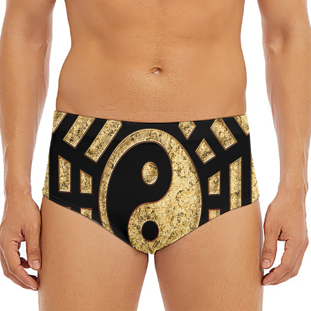 Gold Bagua Yin Yang Print Men's Triangle Swim Briefs