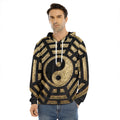 Gold Bagua Yin Yang Print Men's Velvet Pullover Hoodie