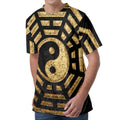 Gold Bagua Yin Yang Print Men's Velvet T-Shirt