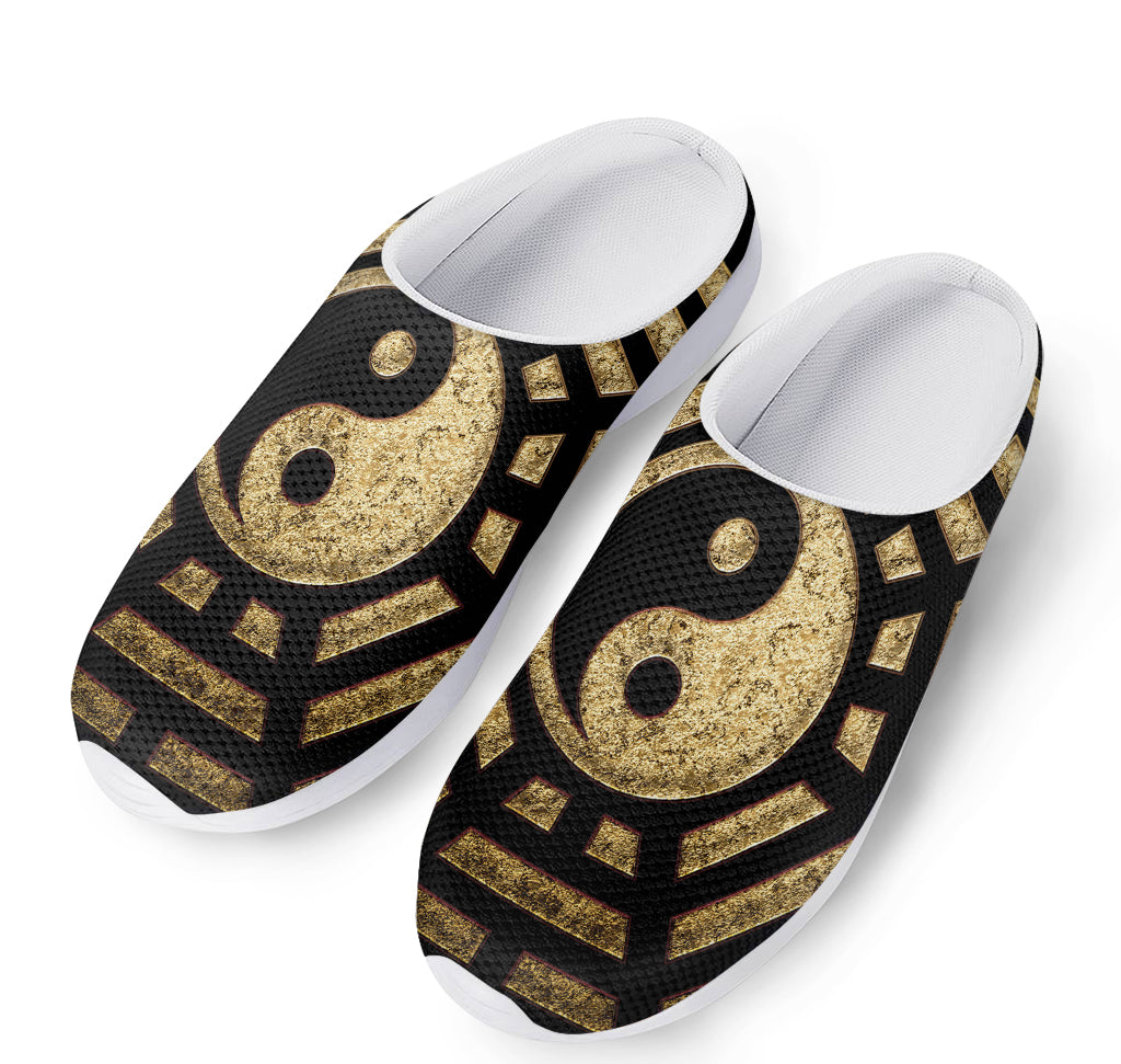 Gold Bagua Yin Yang Print Mesh Casual Shoes
