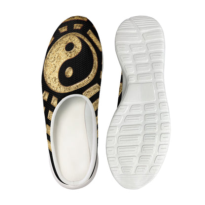 Gold Bagua Yin Yang Print Mesh Casual Shoes