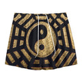 Gold Bagua Yin Yang Print Mesh Shorts