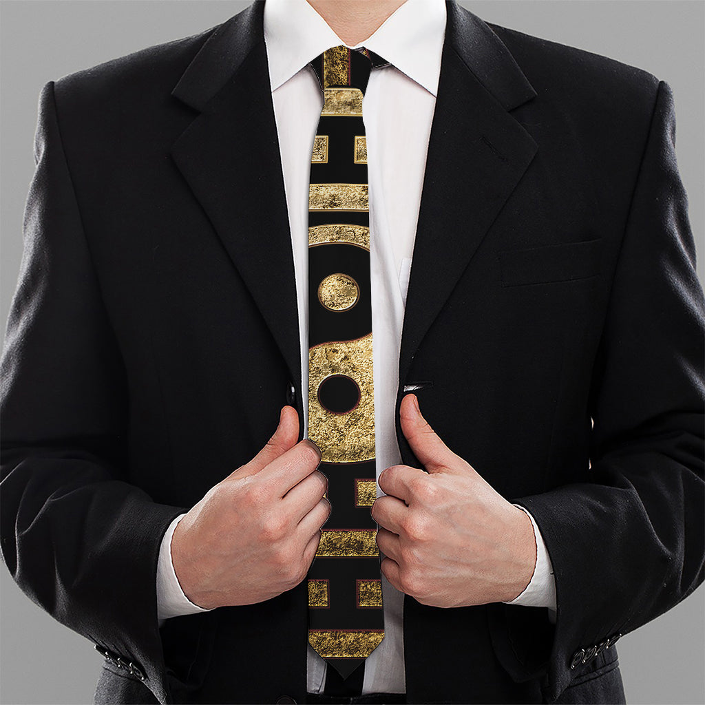Gold Bagua Yin Yang Print Necktie