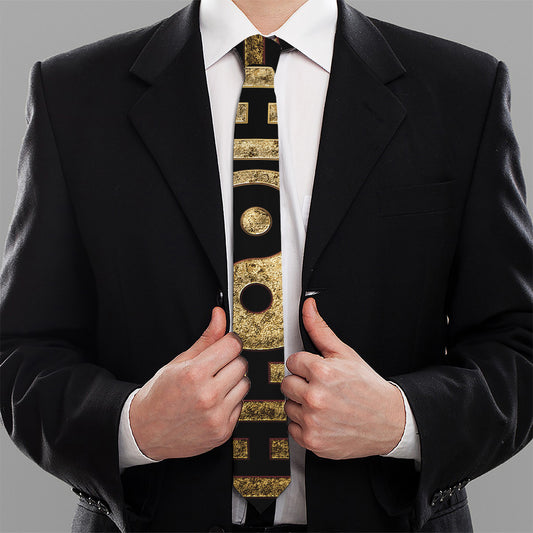 Gold Bagua Yin Yang Print Necktie