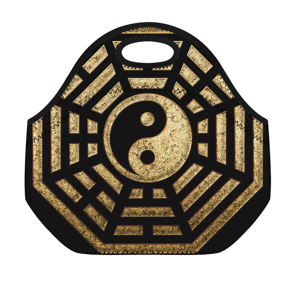 Gold Bagua Yin Yang Print Neoprene Lunch Bag