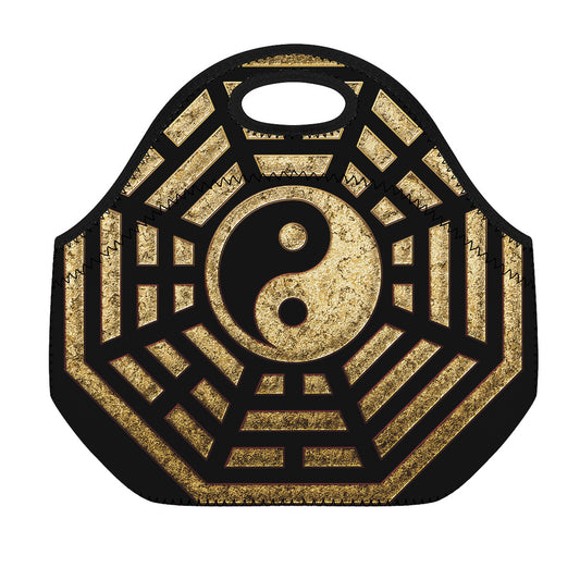 Gold Bagua Yin Yang Print Neoprene Lunch Bag