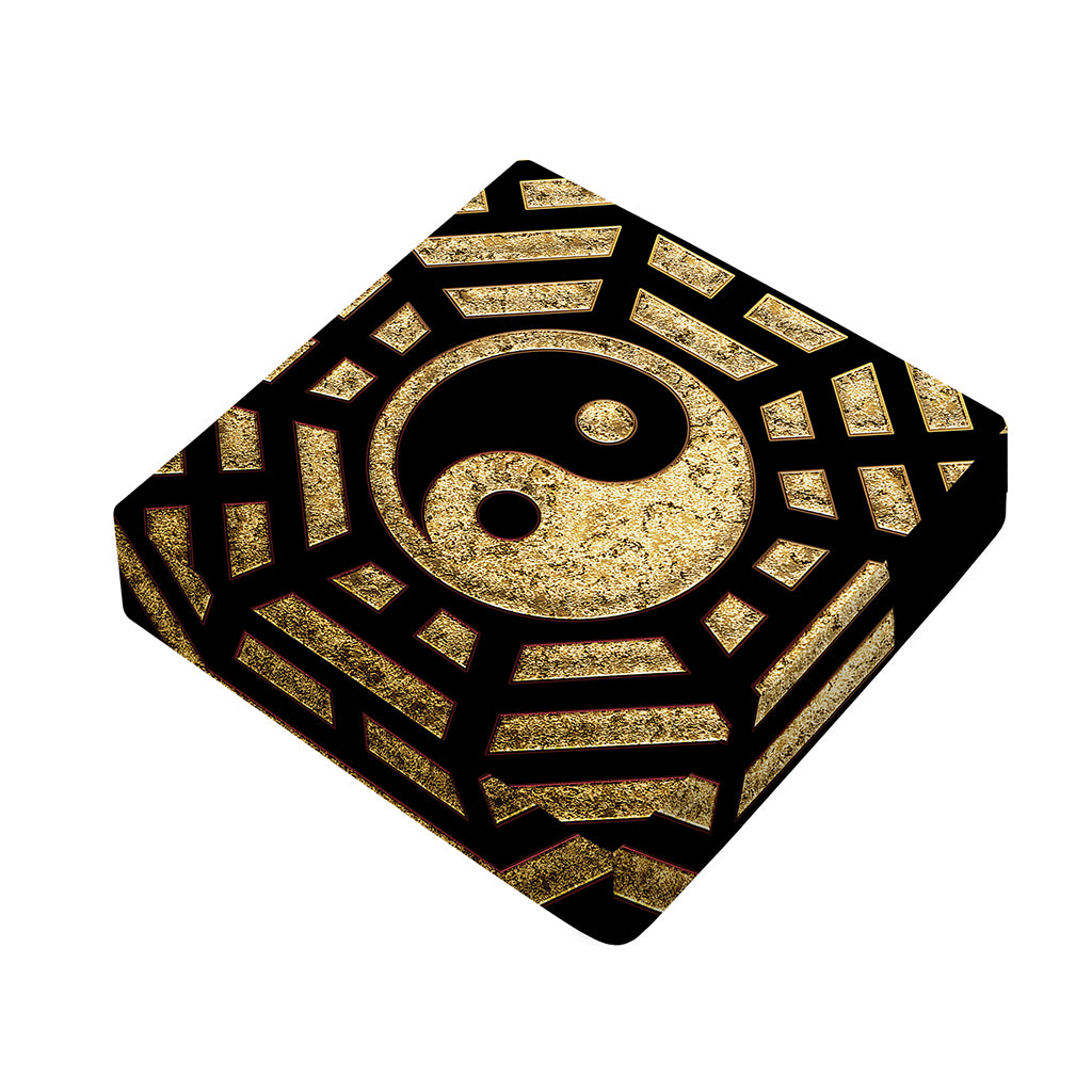 Gold Bagua Yin Yang Print Outdoor Seat Cushion Cover