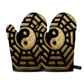 Gold Bagua Yin Yang Print Oven Mitts