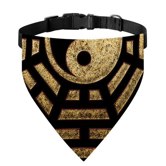 Gold Bagua Yin Yang Print Over The Collar Dog Bandana