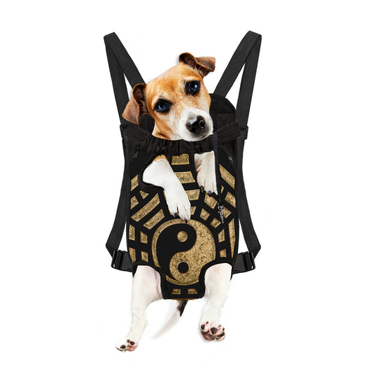 Gold Bagua Yin Yang Print Pet Carrier Backpack