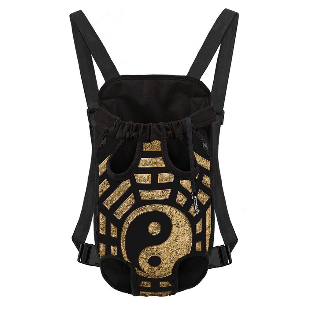 Gold Bagua Yin Yang Print Pet Carrier Backpack