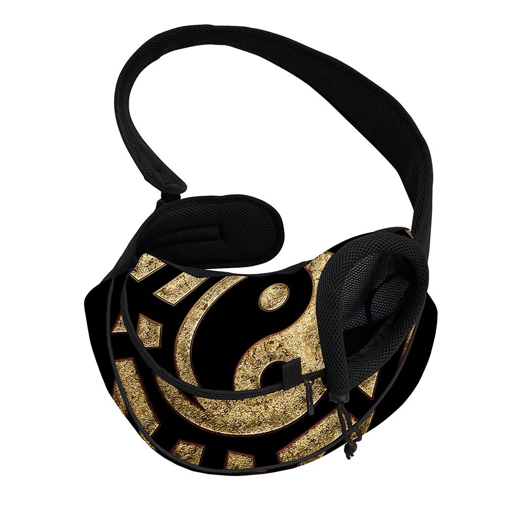 Gold Bagua Yin Yang Print Pet Sling Carrier