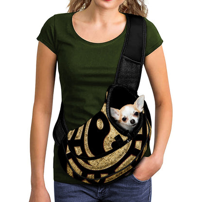 Gold Bagua Yin Yang Print Pet Sling Carrier