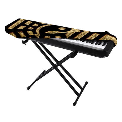 Gold Bagua Yin Yang Print Piano Keyboard Cover