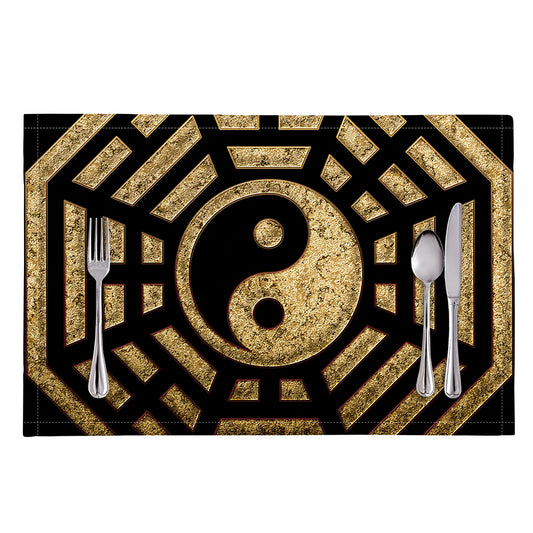 Gold Bagua Yin Yang Print Placemat