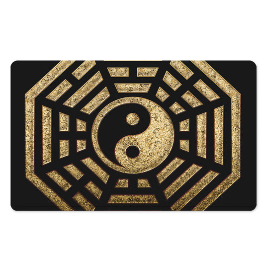 Gold Bagua Yin Yang Print Polyester Doormat