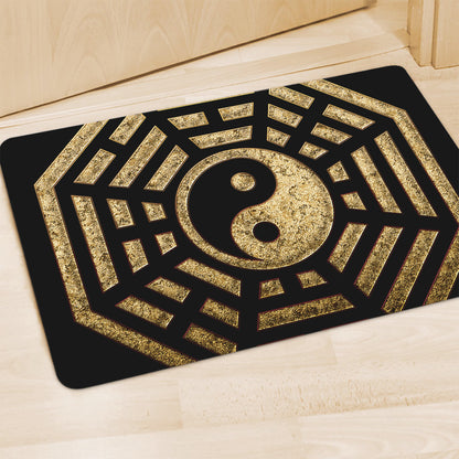 Gold Bagua Yin Yang Print Polyester Doormat