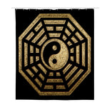 Gold Bagua Yin Yang Print Polyester Shower Curtain
