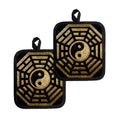 Gold Bagua Yin Yang Print Pot Holders