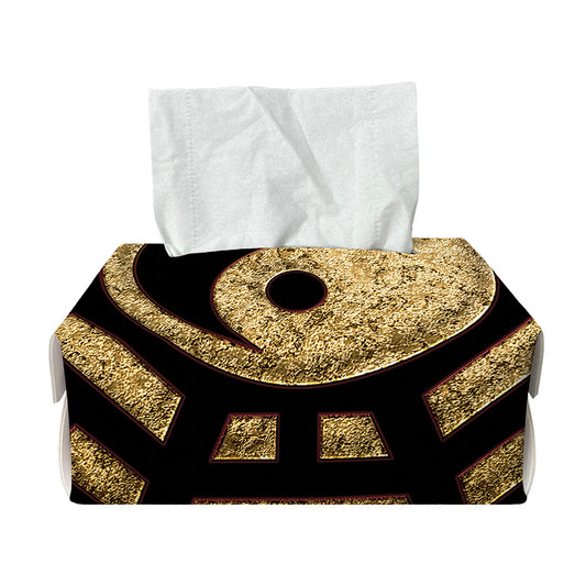 Gold Bagua Yin Yang Print Rectangle Tissue Box Cover
