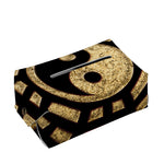 Gold Bagua Yin Yang Print Rectangle Tissue Box Cover