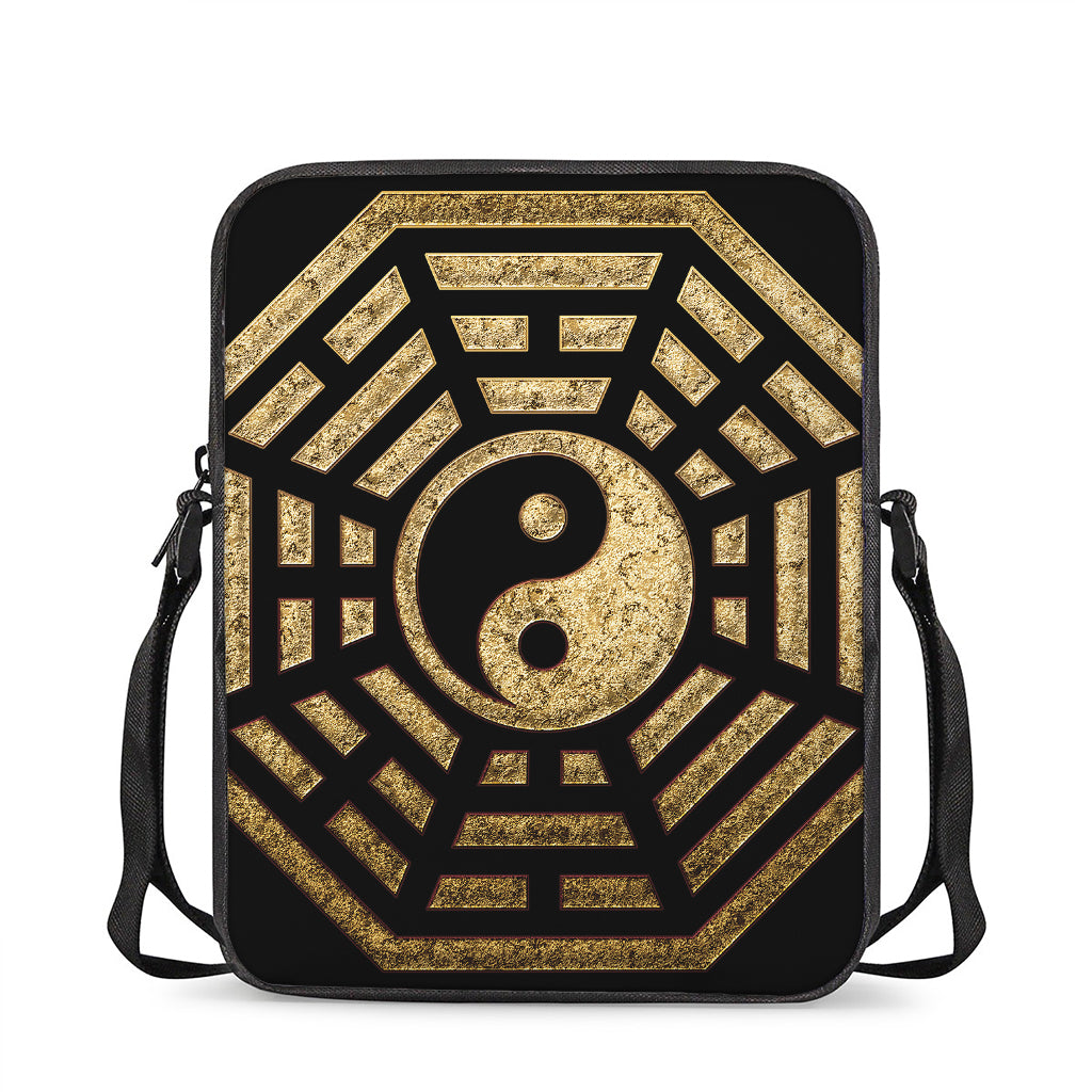 Gold Bagua Yin Yang Print Rectangular Crossbody Bag