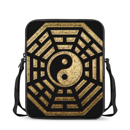 Gold Bagua Yin Yang Print Rectangular Crossbody Bag