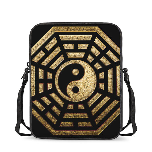 Gold Bagua Yin Yang Print Rectangular Crossbody Bag