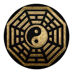 Gold Bagua Yin Yang Print Round Blanket