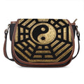Gold Bagua Yin Yang Print Saddle Bag