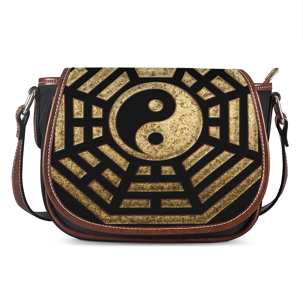 Gold Bagua Yin Yang Print Saddle Bag