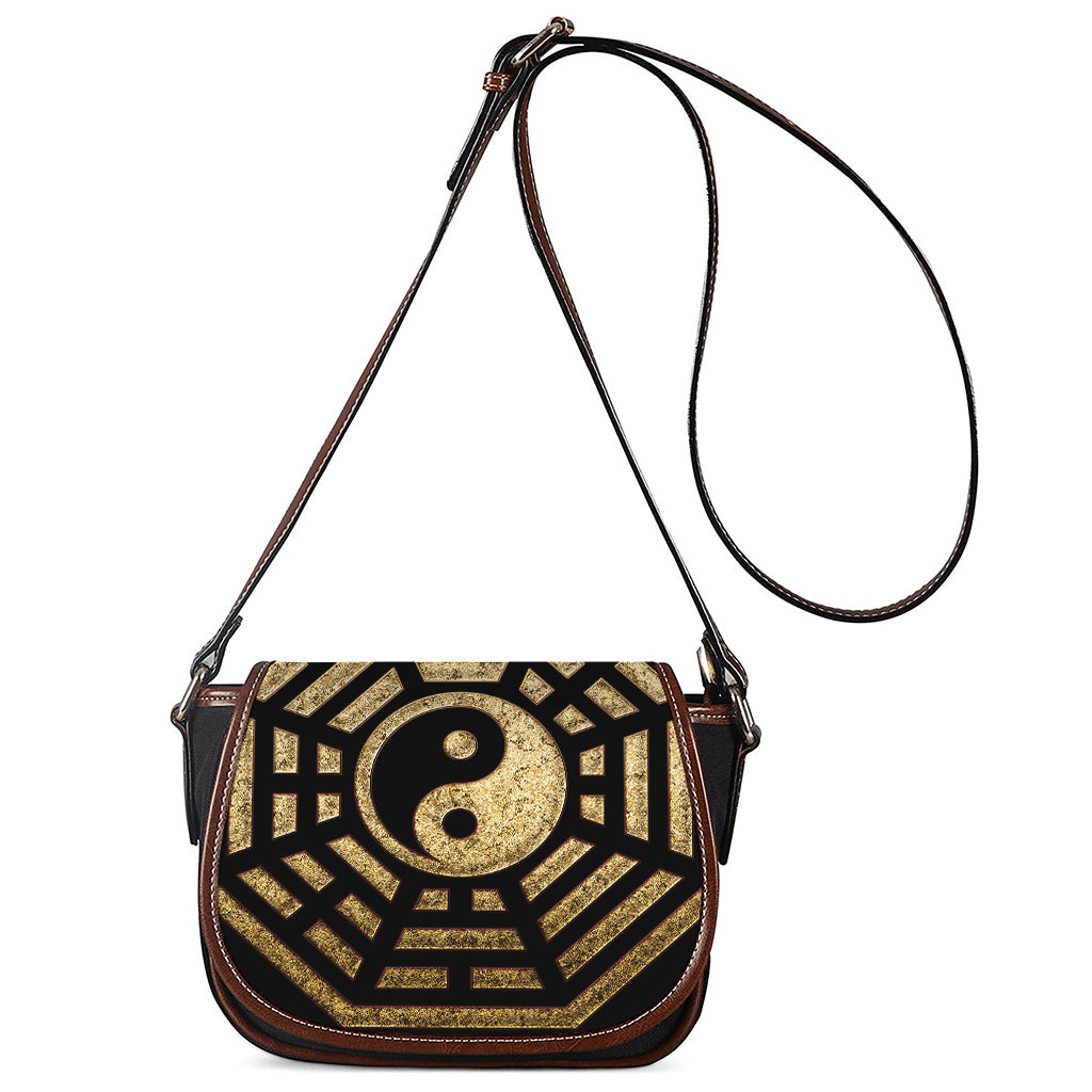 Gold Bagua Yin Yang Print Saddle Bag
