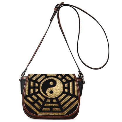 Gold Bagua Yin Yang Print Saddle Bag