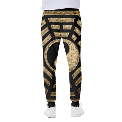 Gold Bagua Yin Yang Print Scuba Joggers