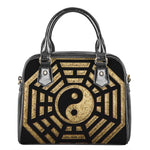 Gold Bagua Yin Yang Print Shoulder Handbag